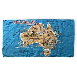 Vintage Australia Linen/Cotton Tea Towel Hand Printed